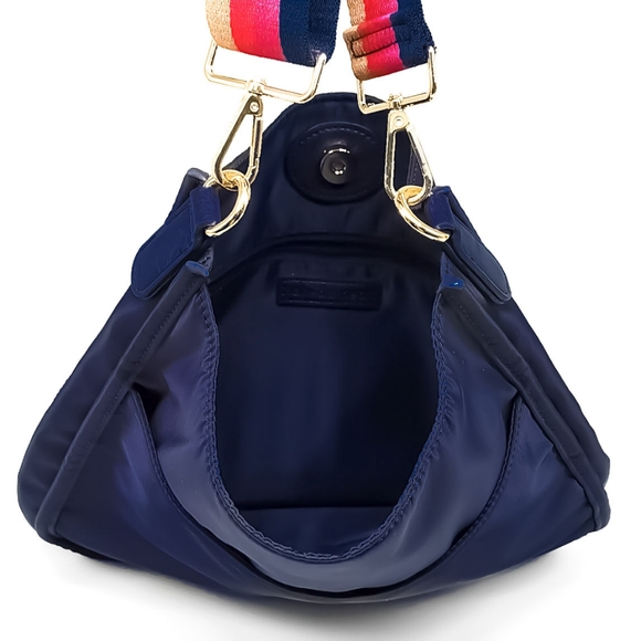 New Ahdorned Sleek Nylon Everly Indigo Crossbody & Shoulder Bag - Picture 4 of 7